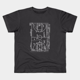 Basketball Court Patent Drawing Kids T-Shirt